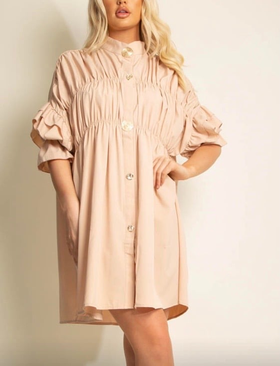 frill sleeve shirt dress