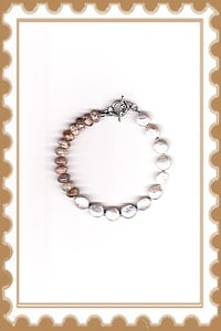 Image of B1233  Freshwater Coin Pearls & Pink River Stone Bracelet