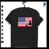 The American flag with a soldier kneeling classic tee