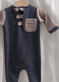 Image 2 of Baby Boy onesie for Sitter Photoshoot | Callan | 9-12 months | dark grey and beige