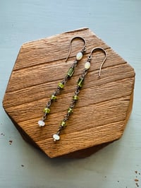 Image 7 of opal tourmaline and peridot dangle earrings