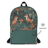 Image 4 of Boho Nature Cottagecore Inspired Fox Among Mushrooms Backpack