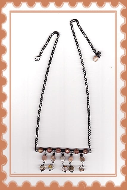 Image of N1209 Flower Jasper & Fire Cherry Quartz Necklace