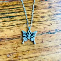 Image 1 of Set of 5 butterfly silver plated necklaces