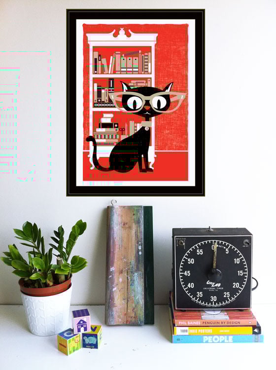 Strawberryluna Black Cat Lucky 13 Art Print