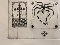 Image 4 of Cross, Heart & Dagger - Dry point etching