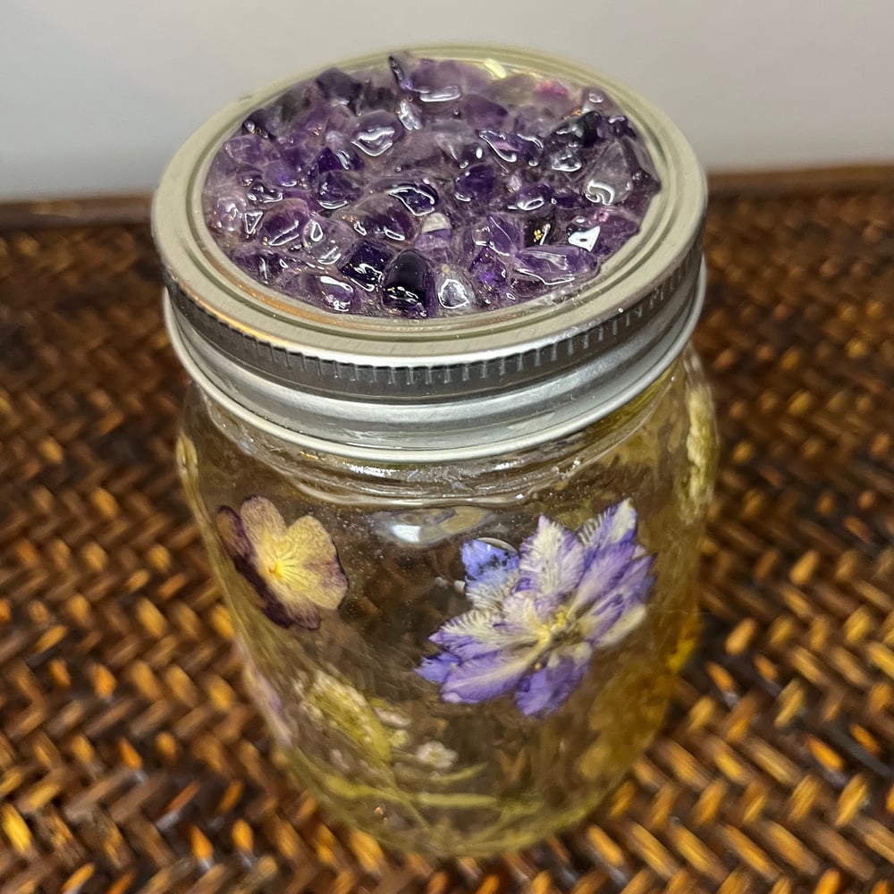 Image of amethyst floral mason jar