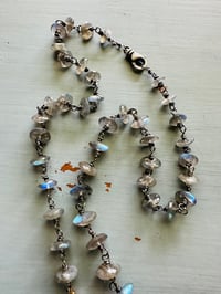Image 7 of wire wrapped labradorite opal and Tahitian pearl necklace
