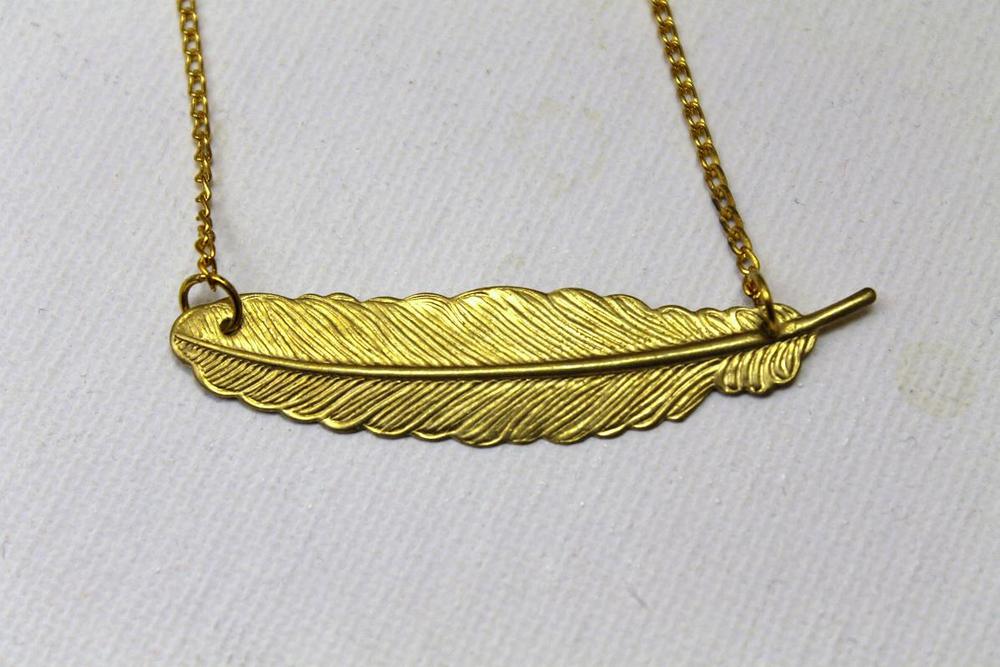 Jezie Jewelry — Golden Feather Necklace (ORIGINALLY $20)