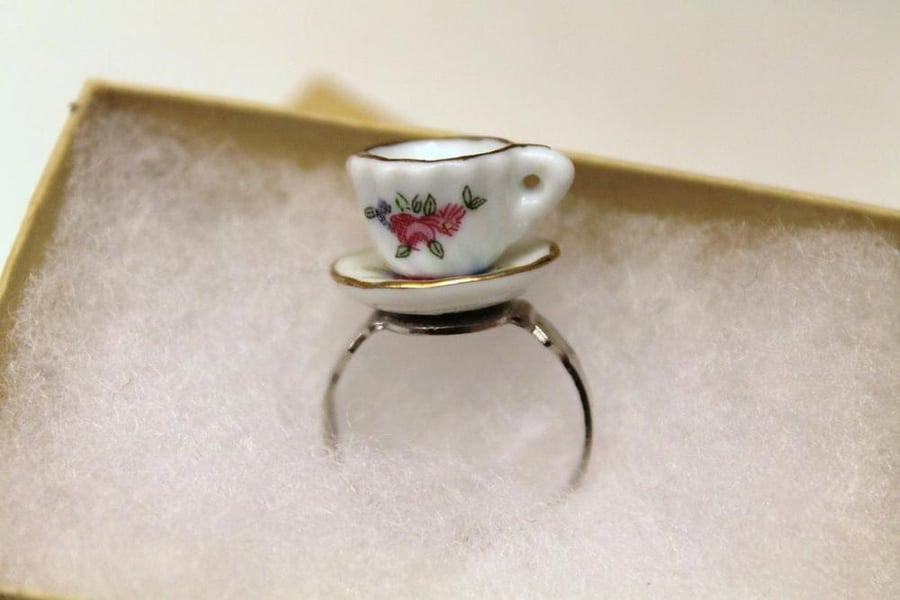 Image of Floral Tea Cup Ring (Originally $24)