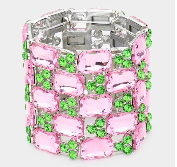Image of Emerald Cut Crystal Stretch Evening Bracelet