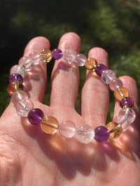 Image 5 of Crystal Quartz Rose Quartz Citrine Amethyst Stretch Bracelet, Mixed Quartz Crystal Gemstone Bracelet