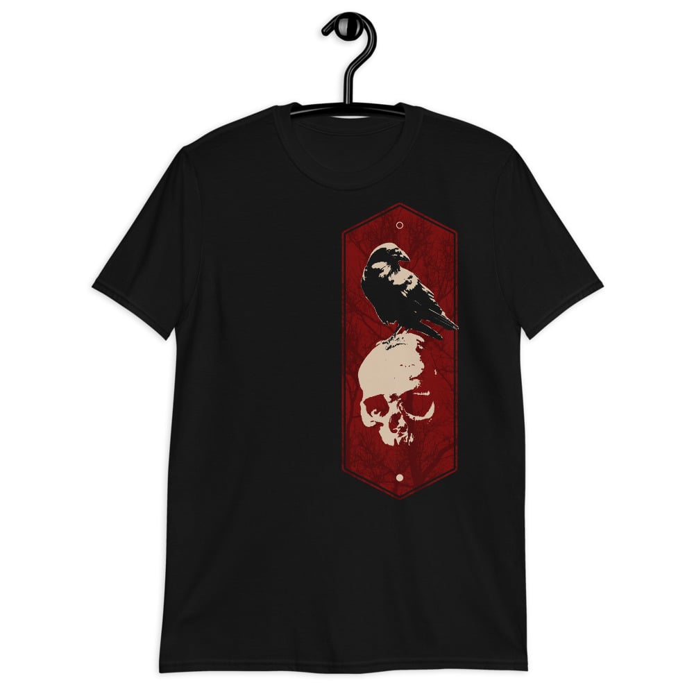 Image of Crow Skull / Yin Yang /Gothic t-shirt/ Red Black and White/black Crow t-shirt