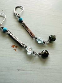 Image 5 of Tibetan turquoise and topaz dangle earrings