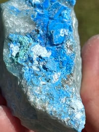 Image 14 of Cyanotrichite On Green Fluorite Matrix Specimen | Guizhou China #2924