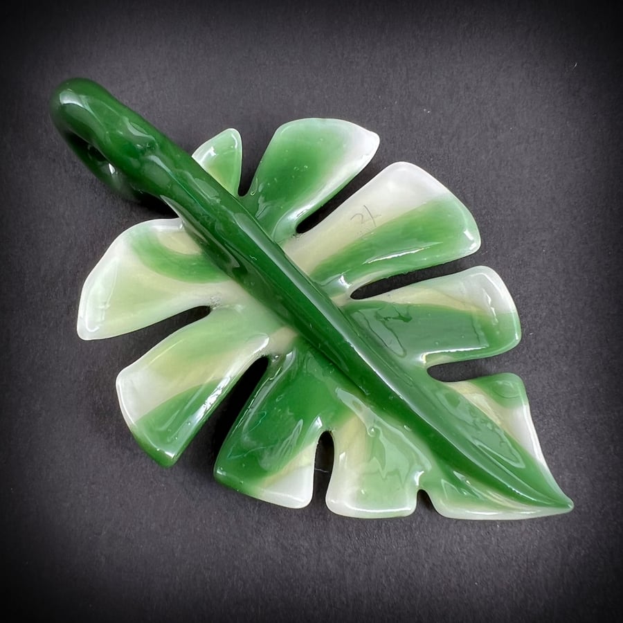 Image of Varigated Monstera Leaf Pendant 5