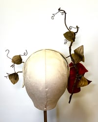 Image 4 of Crimson red flower headpiece