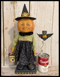 Image 4 of Precious the Pumpkin Witch folk Art Halloween doll 