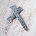 Vintage Style Crocodile Strap - Denim Light