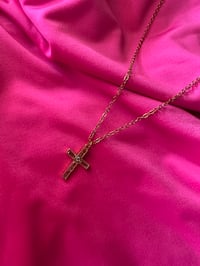 Image 1 of Mini Crystal Cross Necklace 