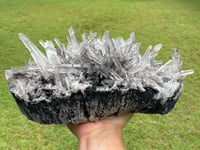 Image 1 of Laser Quartz Cluster In A Bed Of Hematite #1808