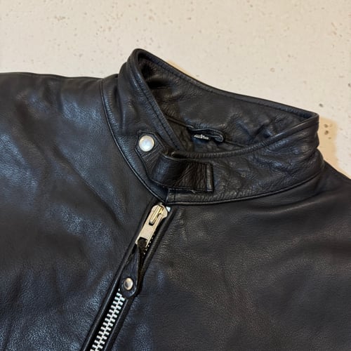 Image of 2000s Heavyweight Leather Biker Jacket, Size Large