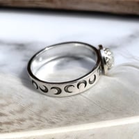 Image 3 of Handmade Sterling Silver Moonstone Moon Ring 
