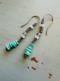 Image 5 of opal topaz and stacked turquoise earrings