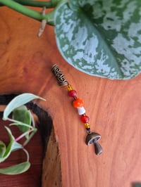Image 2 of Bronze Mushroom Dangle with Carnelian