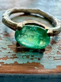 Image 9 of emerald ring with twig band . size 7