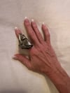 60s massive art spoon ring with abalone 