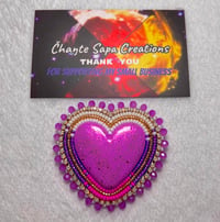 Image 4 of Hand Painted/Polished Light Purple Heart Beaded Earrings 