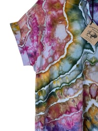 Image 6 of L 100% Cotton Short T-Shirt Dress with Pockets in Earthy Bright Geode Ice Dye