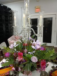 Image 3 of 40” Tall 5 Arms Clear Crystal Glass Candle Holder,Wedding Candelabra Table Centerpieces