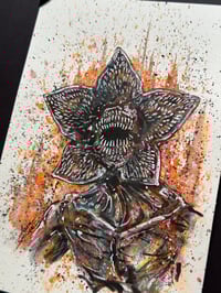 Image 4 of Demogorgon (Full Mouth) 5x8 Original Color Pencil, Ink And Watercolor Plus Dice and Dice Bag