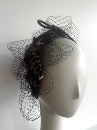 Image 1 of Leopard fabric covered headpiece