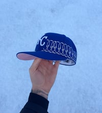 Image 1 of PINK BRIM FULL BARB KANSAS CITY ROYALS CUSTOM FITTED CAP