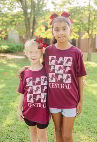 Image 1 of Youth Maroon Leaping Lion checkered T-shirt 