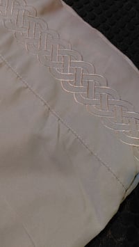 Image 2 of penis in cuffs pillowcase pair - grey w embroidered edge