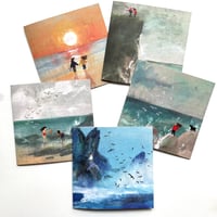 Image 1 of Coastal - Set of 5 'embroidered' Luxury Greetings Cards