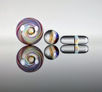 Image 1 of Double Amber Purple Twisted Dot Implosion Slurper Set 