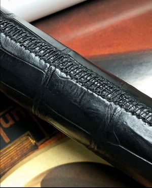 Image of Black Niloticus Crocodile and Calfskin Cigar Case - One Finger