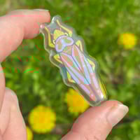 Image 1 of Candy Stripe Leafhopper Acrylic Pin