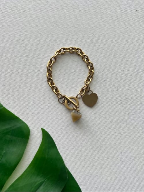 Image of KARMIN II • Yellow Aventurine & Heart Charm Bracelet