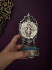 Image 2 of Petit benitier en etain et argent, Art Nouveau 1910, signé Ruffony
