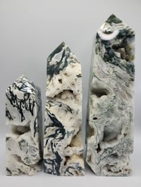 Image 6 of Moss Agate 4 Point Druzy Crystal Towers - 3 Styles