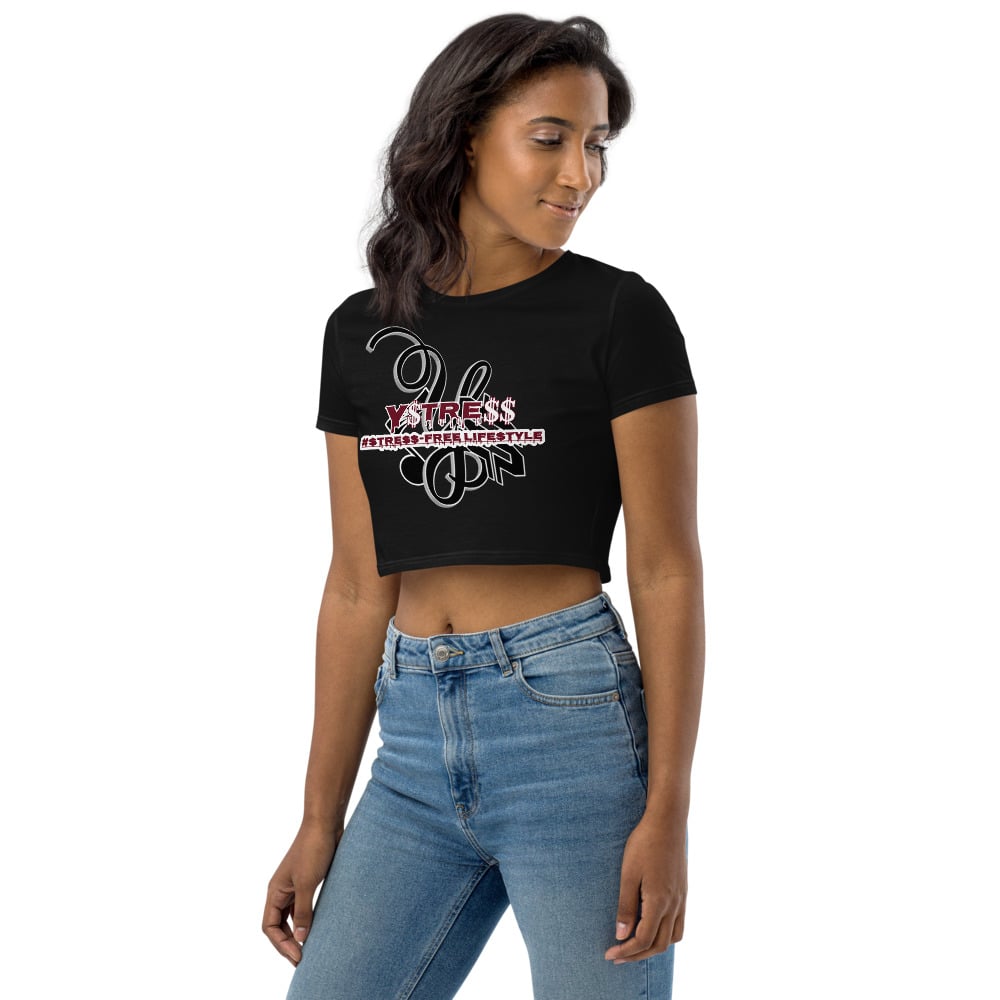 Image of YSDB Exclusive Women's Burgundy and Black Organic Crop Top