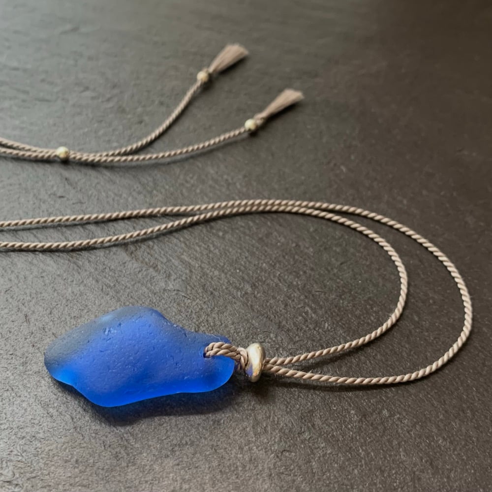 Image of Rare blue sea glass necklace