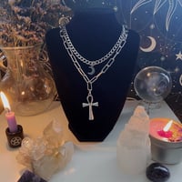 Image 2 of Ankh + Moon Layered Chains
