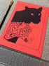 Leopard And Black Leopard In Red A5 Print Image 3